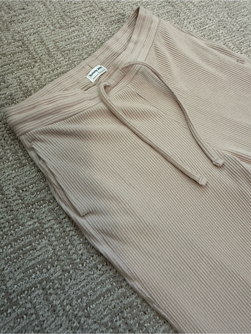Tommy John Zen Ribbed Joggers in Light Taupe Yoga Lounge Athleisure